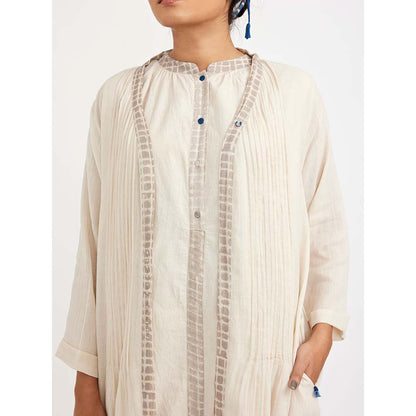 JAYATI GOENKA White Dress with Solid Button Down (Set of 2)