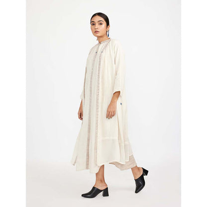 JAYATI GOENKA White Dress with Solid Button Down (Set of 2)