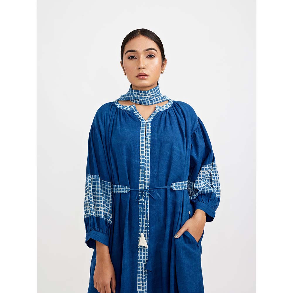 JAYATI GOENKA Blue Block Printed Checks (Set of 4)