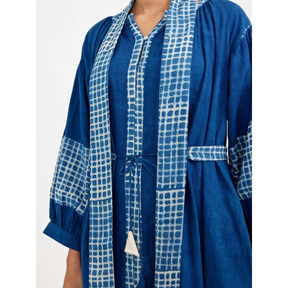 JAYATI GOENKA Blue Block Printed Checks (Set of 4)