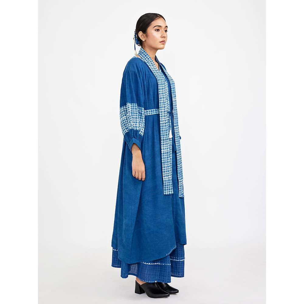 JAYATI GOENKA Blue Block Printed Checks (Set of 4)