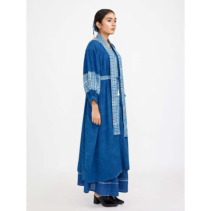 JAYATI GOENKA Blue Block Printed Checks (Set of 4)