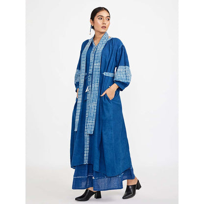 JAYATI GOENKA Blue Block Printed Checks (Set of 4)