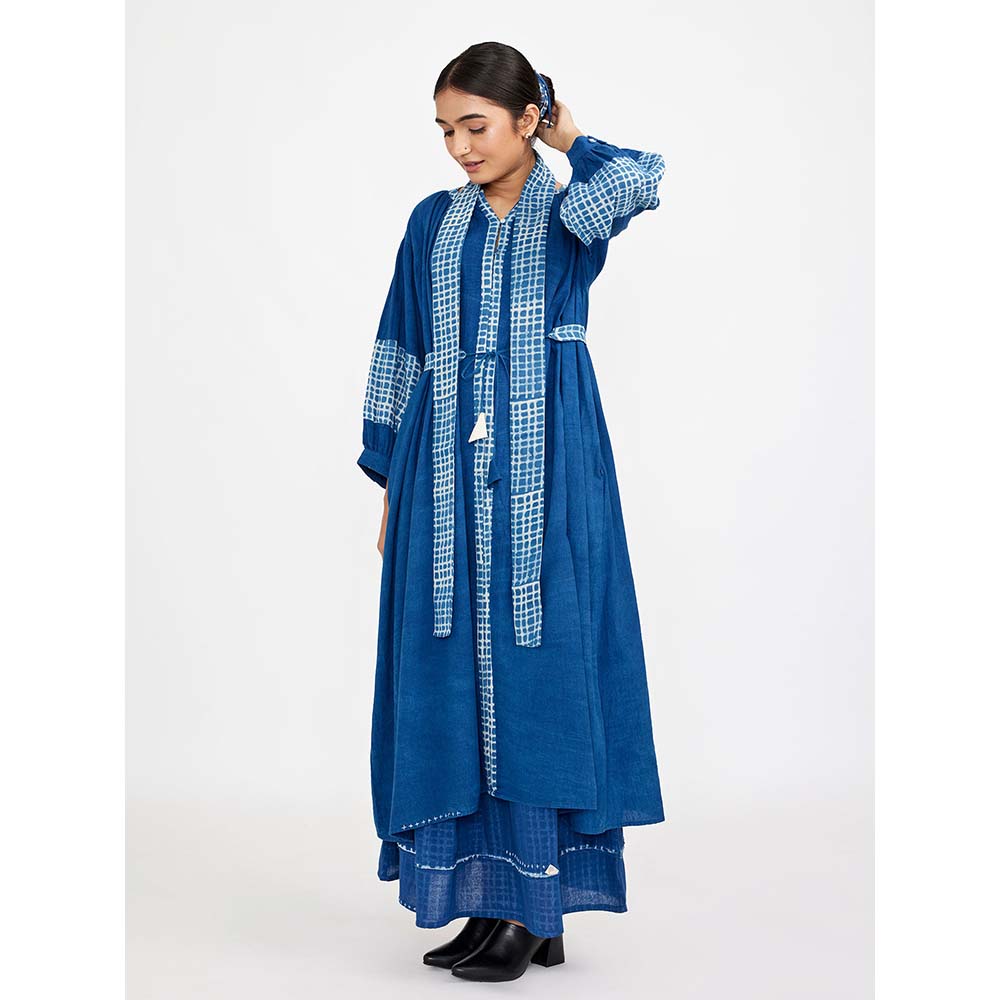 JAYATI GOENKA Blue Block Printed Checks (Set of 4)