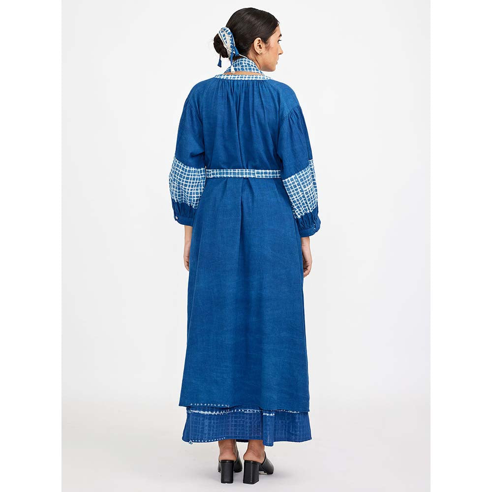 JAYATI GOENKA Blue Block Printed Checks (Set of 4)