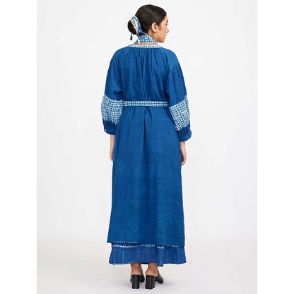 JAYATI GOENKA Blue Block Printed Checks (Set of 4)