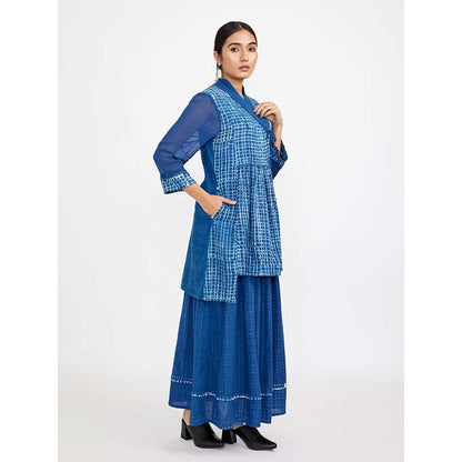 JAYATI GOENKA Blue Block Printed Co-ord (Set of 2)