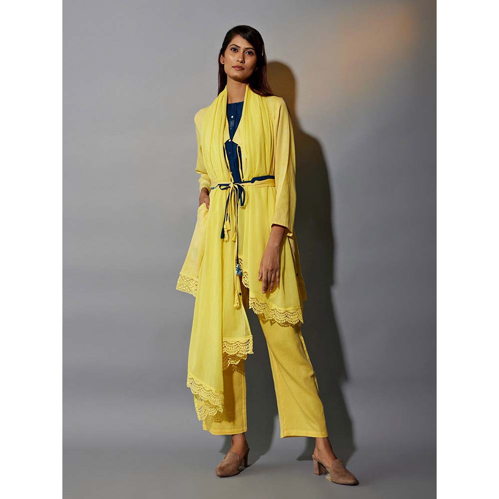 JAYATI GOENKA Haldi Festive Solid Yellow Co-Ord (Set of 6)