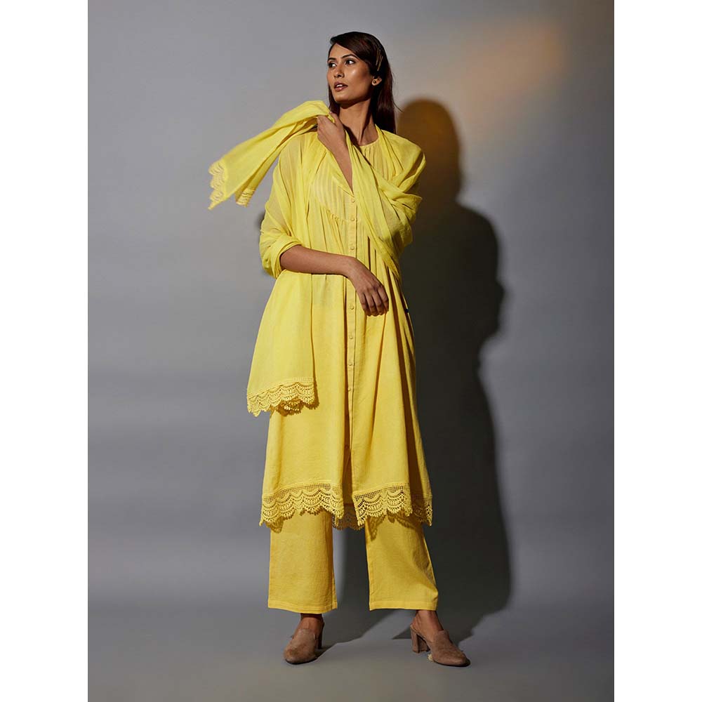 JAYATI GOENKA Haldi Festive Solid Yellow Co-Ord (Set of 3)