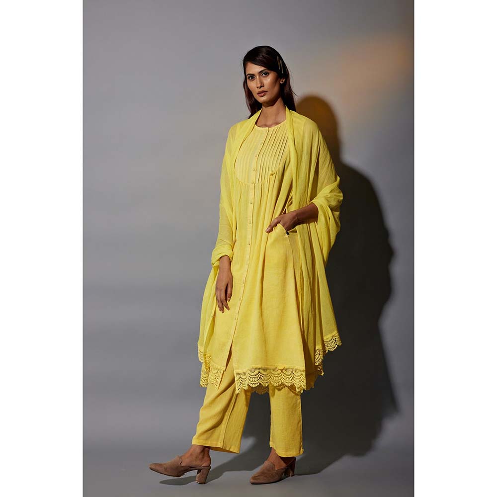 JAYATI GOENKA Haldi Festive Solid Yellow Co-Ord (Set of 3)