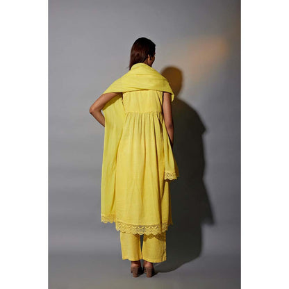 JAYATI GOENKA Haldi Festive Solid Yellow Co-Ord (Set of 3)