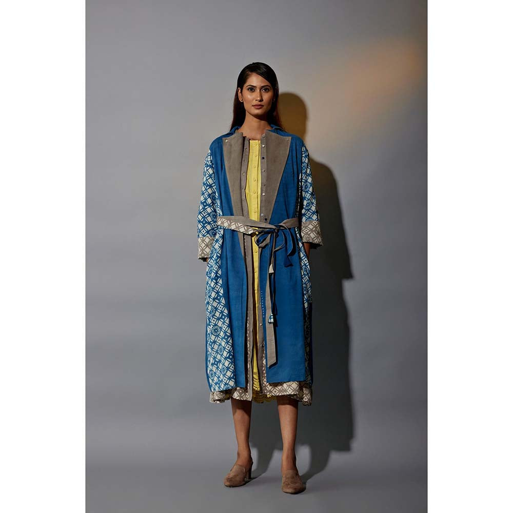 JAYATI GOENKA Block Printed Trench Co-Ord with Tunic, Dress, Jacket and Belts (Set of 5)