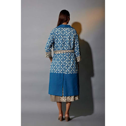 JAYATI GOENKA Block Printed Trench Co-Ord with Tunic, Dress, Jacket and Belts (Set of 5)