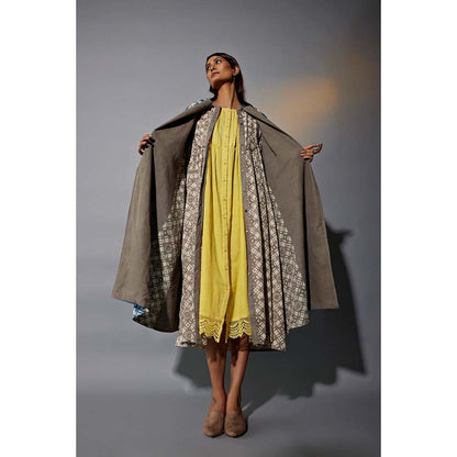 JAYATI GOENKA Block Printed Trench Co-Ord with Tunic, Dress, Jacket and Belts (Set of 5)