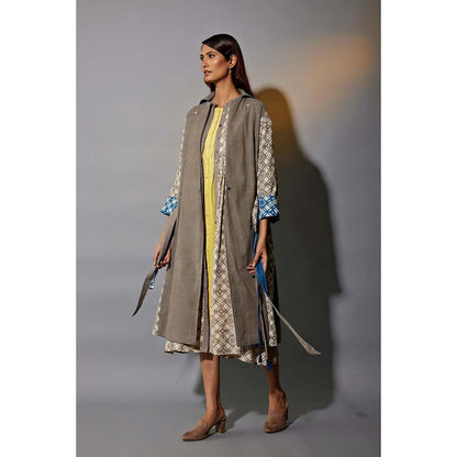 JAYATI GOENKA Block Printed Trench Co-Ord with Tunic, Dress, Jacket and Belts (Set of 5)