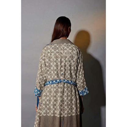 JAYATI GOENKA Block Printed Trench Co-Ord with Tunic, Dress, Jacket and Belts (Set of 5)