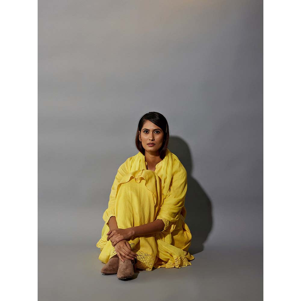 JAYATI GOENKA Haldi Festive Solid Yellow Co-Ord (Set of 5)