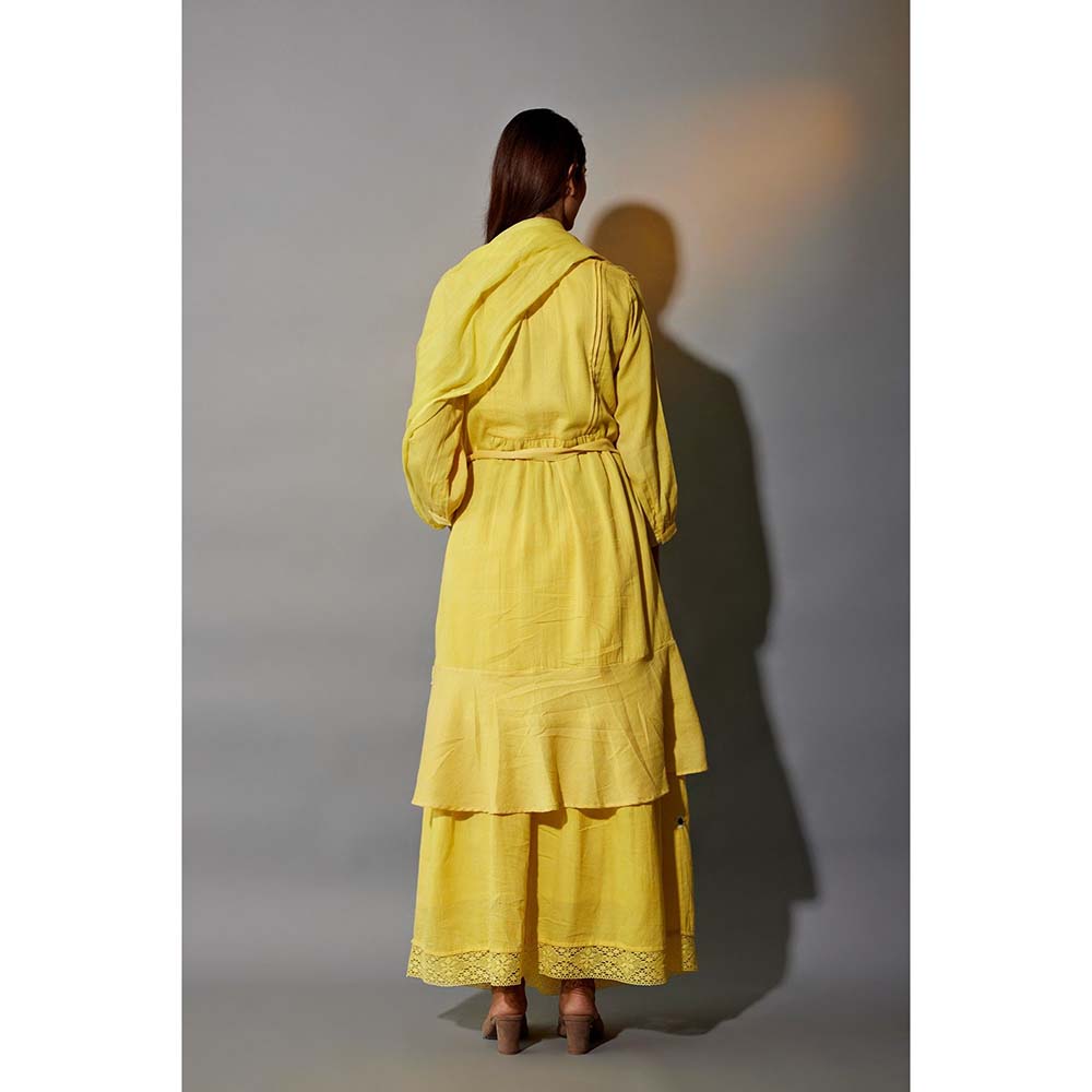 JAYATI GOENKA Haldi Festive Solid Yellow Co-Ord (Set of 5)