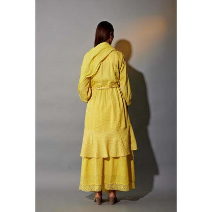 JAYATI GOENKA Haldi Festive Solid Yellow Co-Ord (Set of 5)