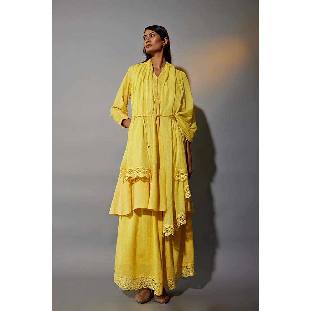 JAYATI GOENKA Haldi Festive Solid Yellow Co-Ord (Set of 5)