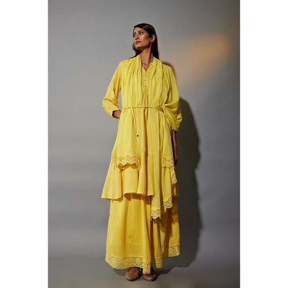 JAYATI GOENKA Haldi Festive Solid Yellow Co-Ord (Set of 5)