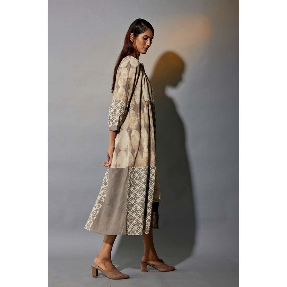 JAYATI GOENKA 24 X 7 Grey Ruffled Dress Co-Ord (Set of 4)