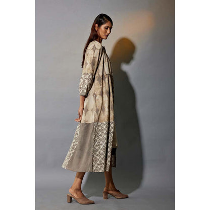 JAYATI GOENKA 24 X 7 Grey Ruffled Dress Co-Ord (Set of 4)