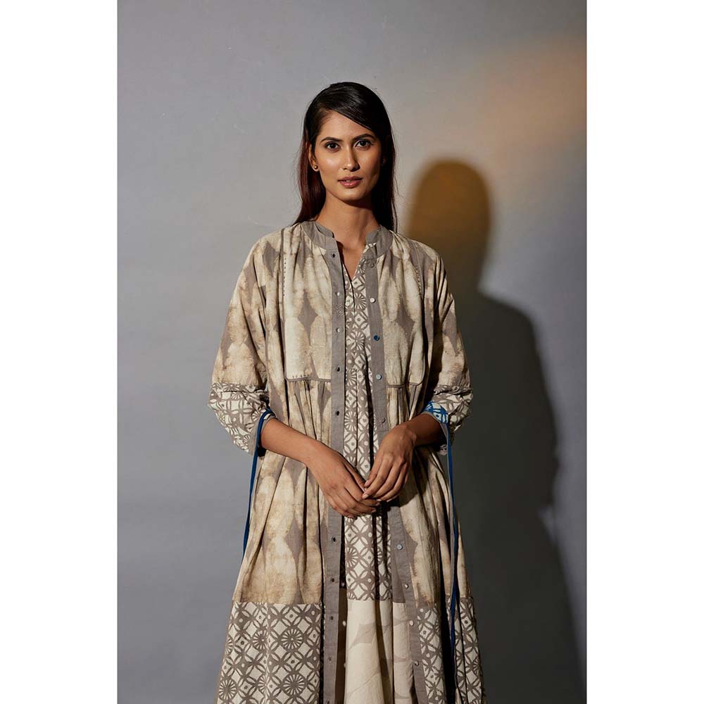 JAYATI GOENKA 24 X 7 Grey Ruffled Dress Co-Ord (Set of 4)