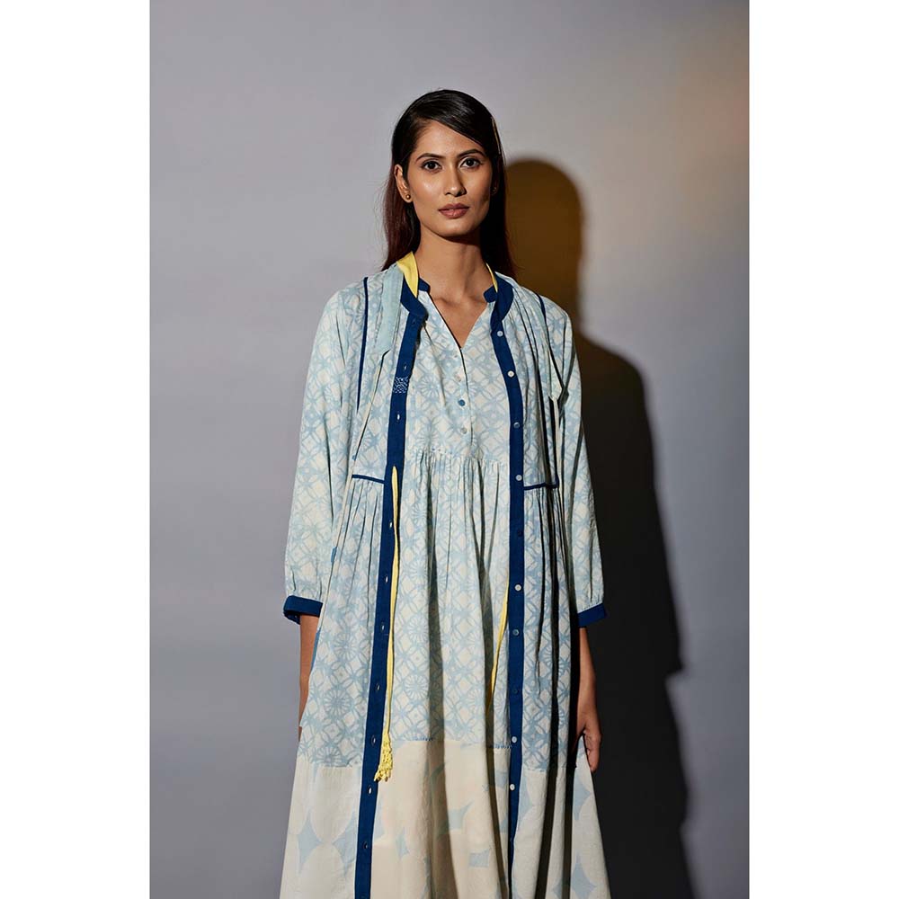 JAYATI GOENKA 24 X 7 Blue Ruffled Dress Co-Ord (Set of 4)