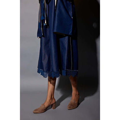 JAYATI GOENKA Navy Blue Denim Dress Co-ord (Set of 4)