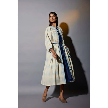 JAYATI GOENKA Chalk Blue Denim Dress Co-Ord (Set of 4)