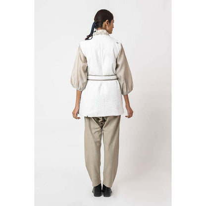 JAYATI GOENKA Solid Shiro Jacket with Belt (Set of 2)