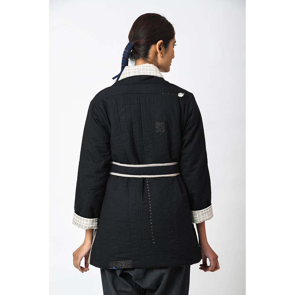 JAYATI GOENKA Solid Kuro Jacket with Belt (Set of 2)