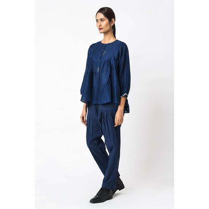 JAYATI GOENKA Solid Blueberry Co-Ord (Set of 2)