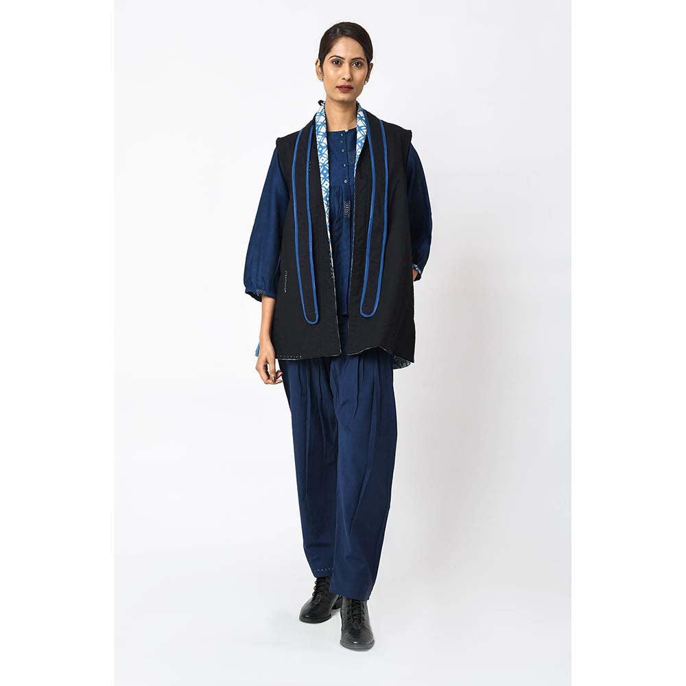 JAYATI GOENKA Solid Noir Jacket with Belt (Set of 2)