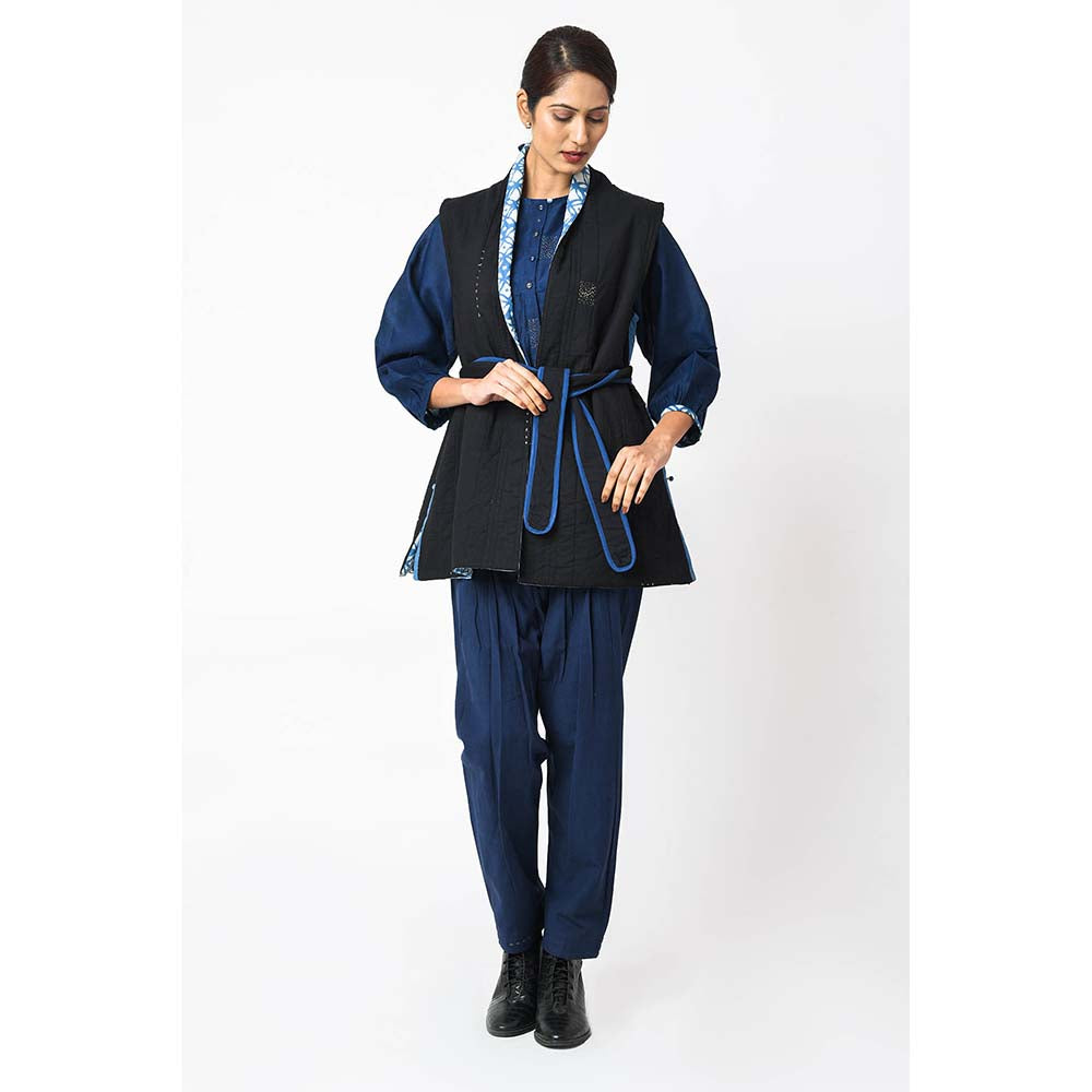 JAYATI GOENKA Solid Noir Jacket with Belt (Set of 2)