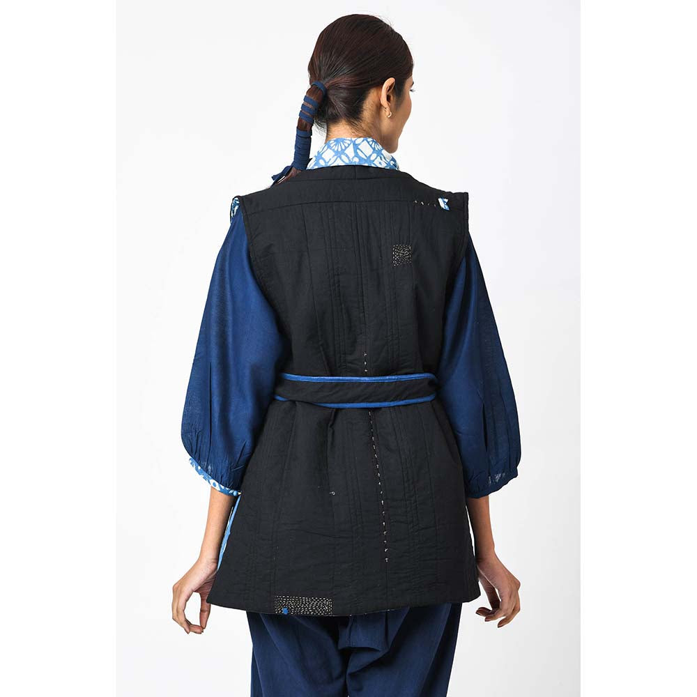 JAYATI GOENKA Solid Noir Jacket with Belt (Set of 2)