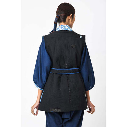 JAYATI GOENKA Solid Noir Jacket with Belt (Set of 2)