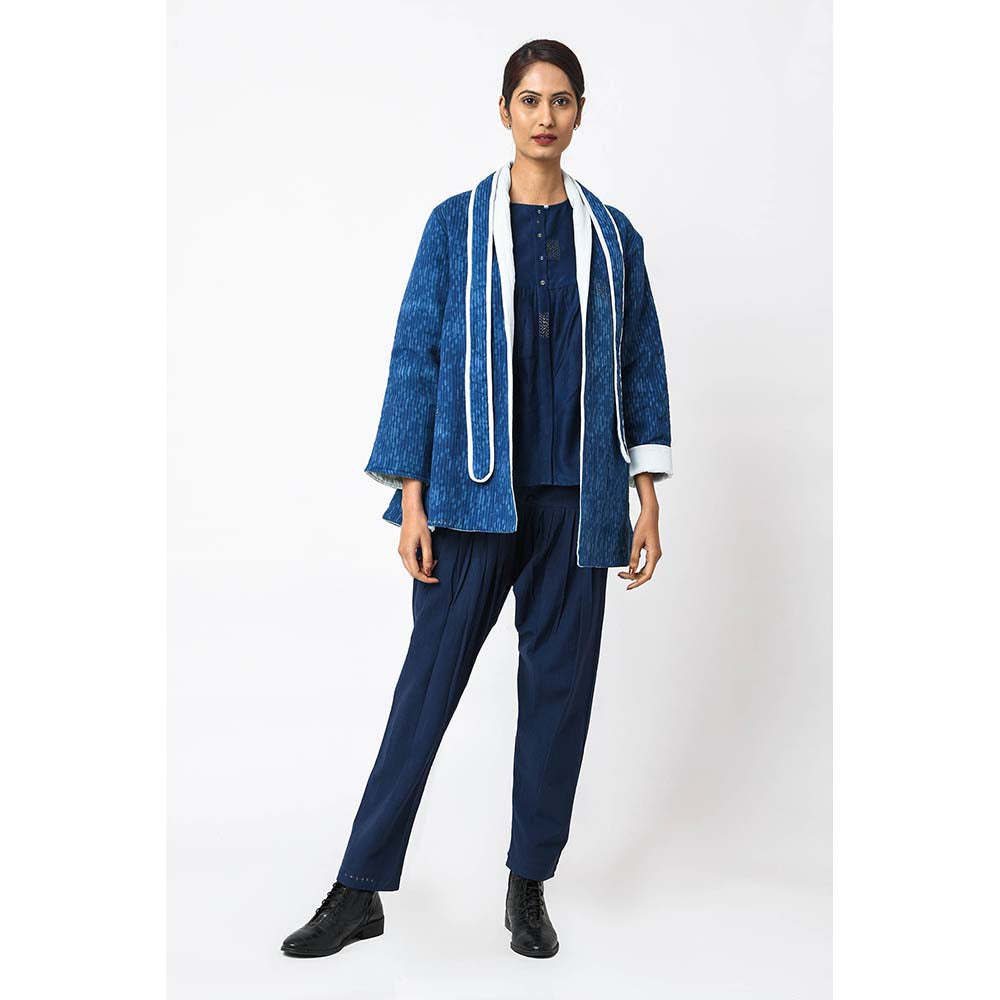 JAYATI GOENKA Printed Midnight Jacket with Belt (Set of 2)