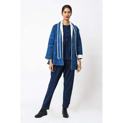 JAYATI GOENKA Printed Midnight Jacket with Belt (Set of 2)