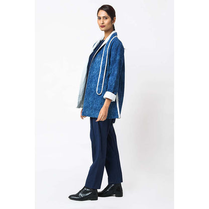 JAYATI GOENKA Printed Midnight Jacket with Belt (Set of 2)