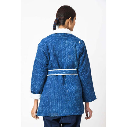 JAYATI GOENKA Printed Midnight Jacket with Belt (Set of 2)