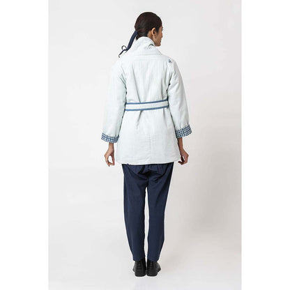 JAYATI GOENKA Solid Sky Jacket with Belt (Set of 2)