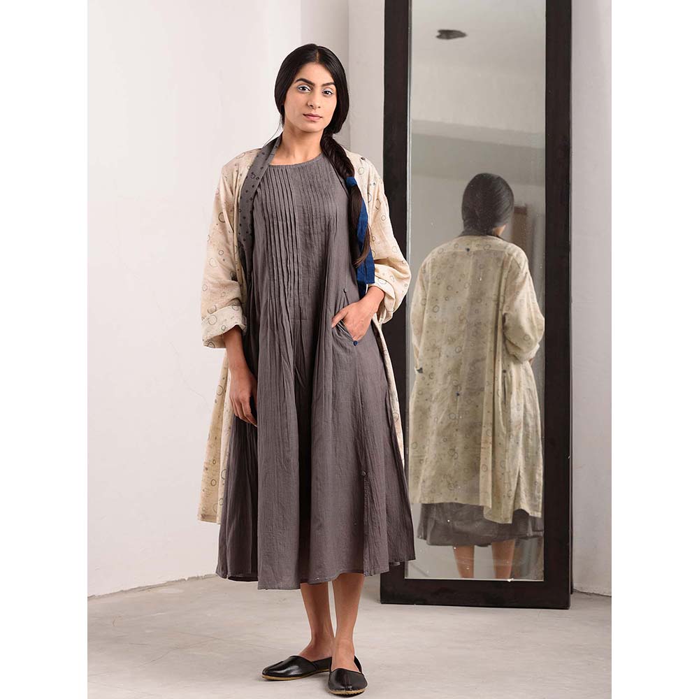 JAYATI GOENKA Grey Pleated Midi Dress