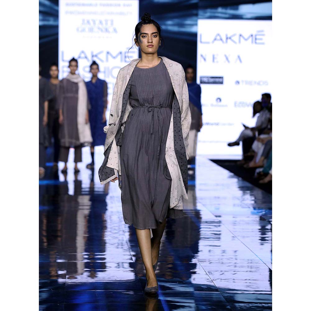 JAYATI GOENKA Grey Pleated Midi Dress