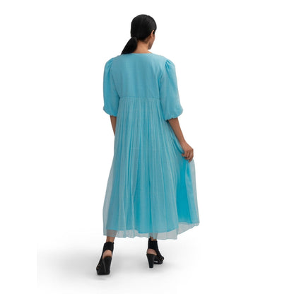 Journal By Pranay Sky Blue Gathered Maxi Dress