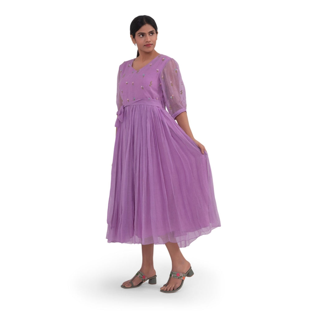 Journal By Pranay Lavender Gathered Dress