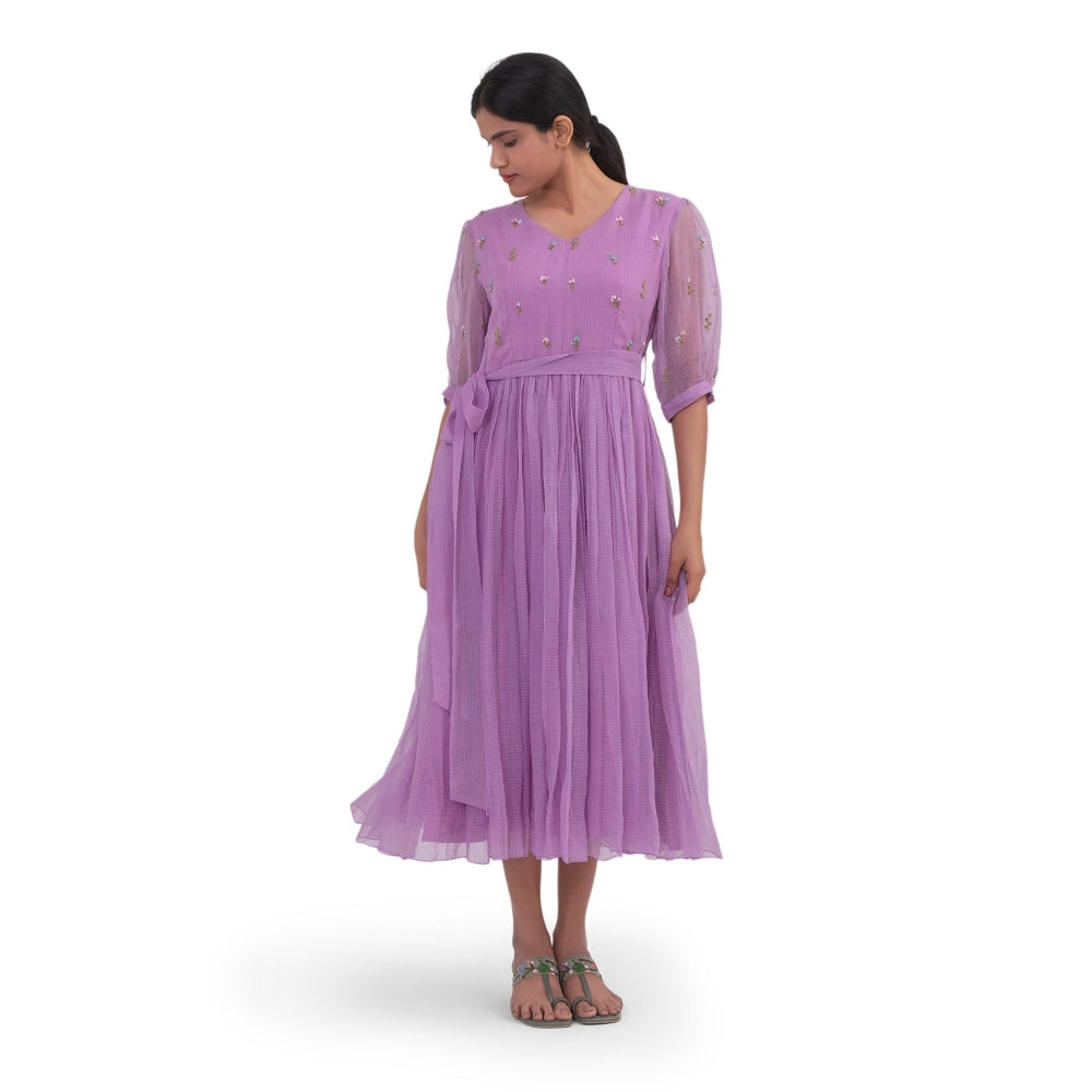 Journal By Pranay Lavender Gathered Dress