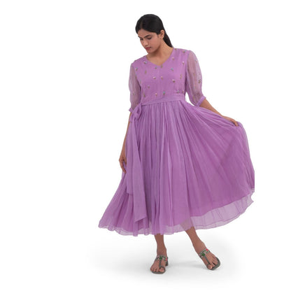 Journal By Pranay Lavender Gathered Dress
