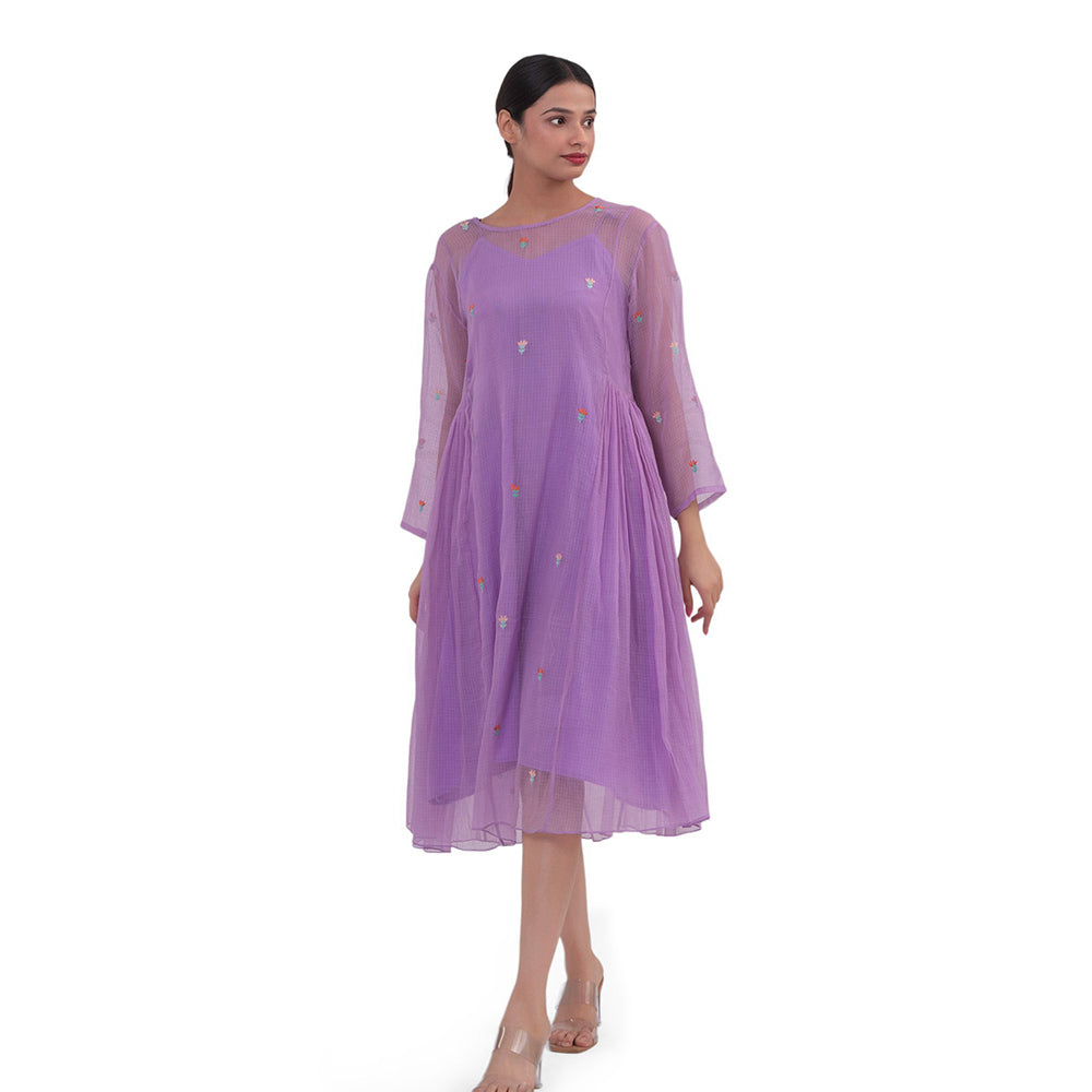 Journal By Pranay Purple Side Gathered Wings Dress